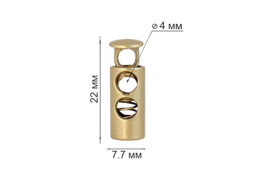 Фиксатор для шнура MFR15, металлический, овальный, матовый золотой, 22х7.7 мм