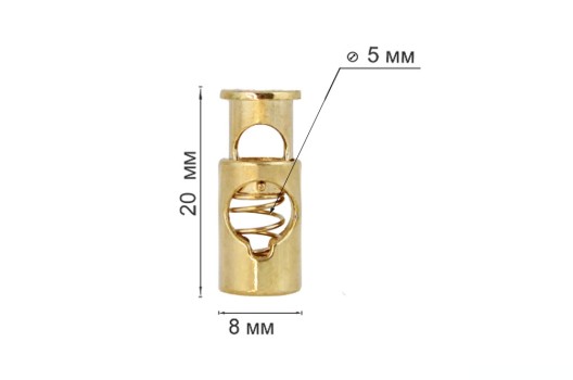 Фиксатор для шнура MFR18, металлический, овальный, глянцевый золотой, 22х8 мм