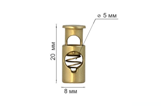Фиксатор для шнура MFR18, металлический, овальный, матовый золотой, 22х8 мм