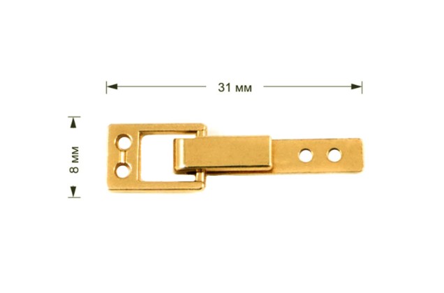 Крючок брючный пришивной MF19, 8х31 мм, золотой