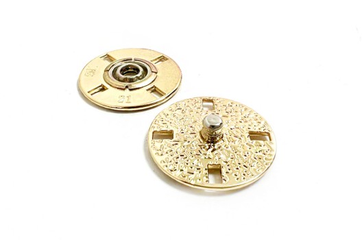 Кнопка пришивная KN10, металлическая, 21 мм, золотая