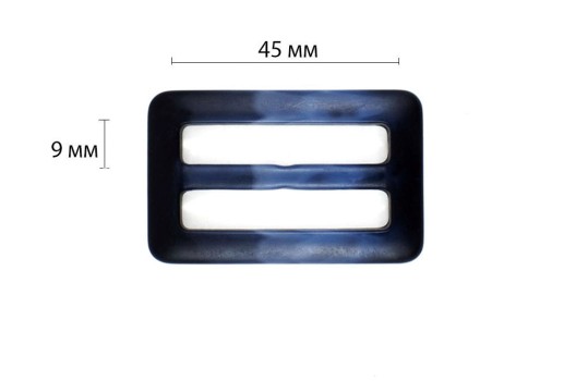 Пряжка пластиковая GP74 без язычка, 45х9 мм, черная с синим
