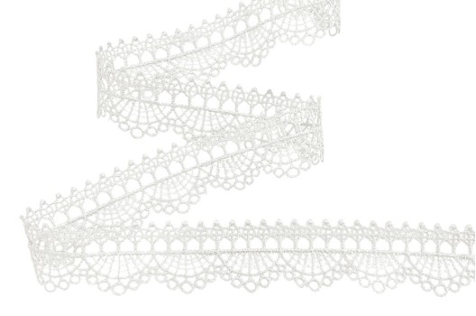 Кружево гипюр матовое, неэластичное, 35 мм, белое