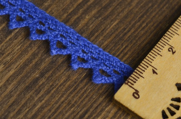 Кружево вязаное, хлопковое, 10 мм, синее 1
