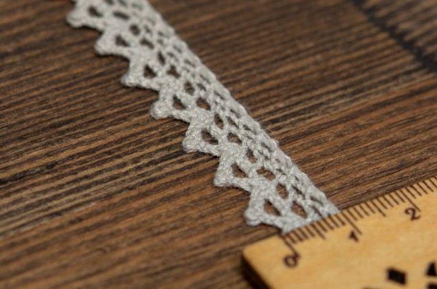 Кружево вязаное, хлопковое, 10 мм, светло-серое