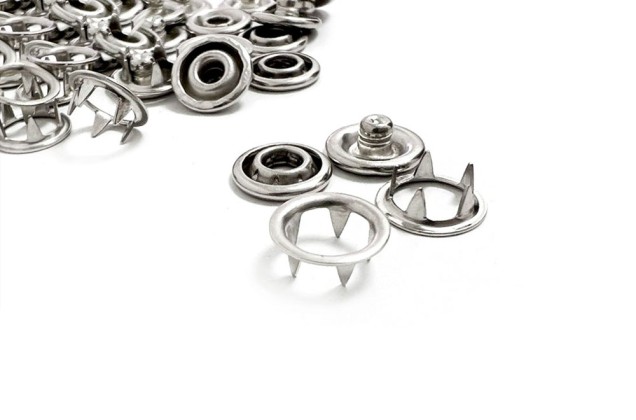 Кнопки трикотажные кольцо KK01 9.5 мм, серебристые, уп. 10 шт.