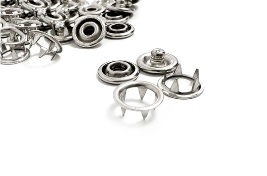 Кнопки трикотажные кольцо KK01 9.5 мм, серебристые, уп. 10 шт.