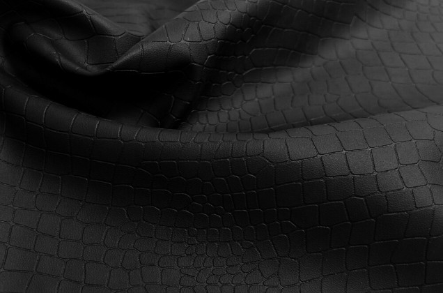 Искусственная кожа на флисе Рептилия, Крокодил черный 1