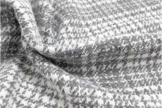 Трикотаж с ворсом, Гусиная лапка светло-серая с белым