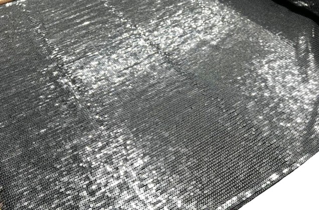 Пайетки на бархате-полосы 3 мм, серебро на черном, 145 см 2
