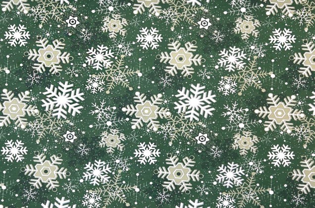 Дак (DUCK) Белые снежинки на темно-зеленом 1