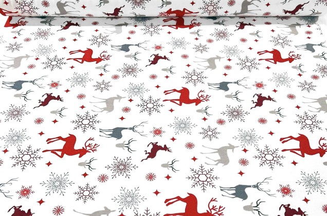 Дак (DUCK) Снежные олени красно-серые на белом 3