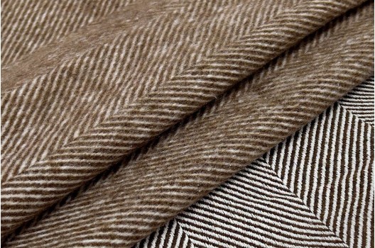 Пальтовая ткань двухсторонняя, Елочка коричневая, Турция