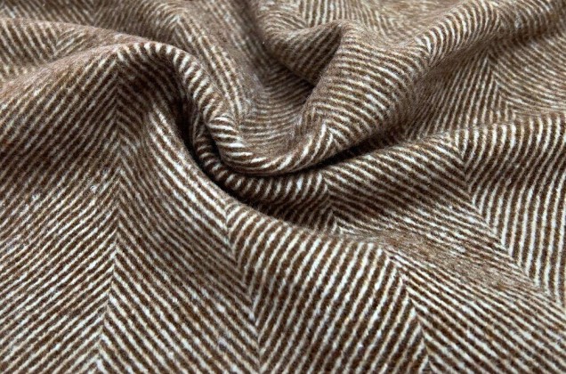 Пальтовая ткань двухсторонняя, Елочка коричневая, Турция 1