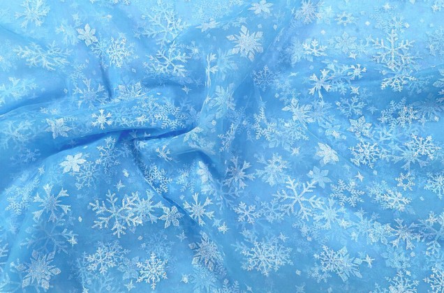 Фатин с глиттером ELSA, Снежинки голубые, арт.28 1