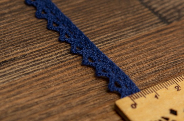 Кружево вязаное, хлопковое, 10 мм, темно-синее 1