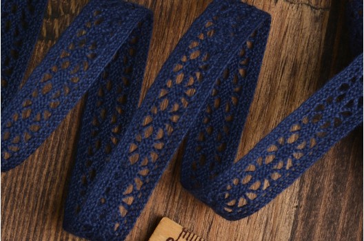 Кружево вязаное, 15 мм, темно-синее