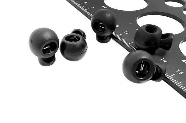 Фиксатор для шнура, пластмассовый, шар, матовый черный, 19х15 мм