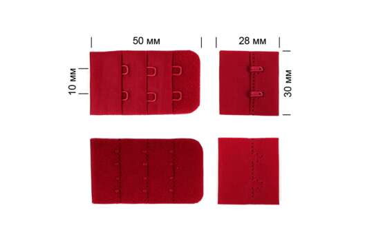 Застежка с крючками 3х2, темно-красная (S059)