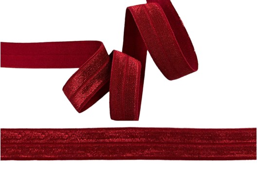Резинка бельевая окантовочная блестящая, темно-красная (S059), 15 мм