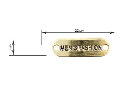 Лейбл металлический LA65, Men's Fashion золотой, 22х6 мм