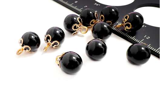 Пуговица пластиковая на ножке GE19, черная, 12 мм