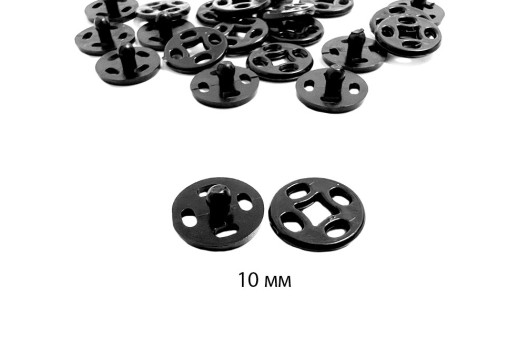 Кнопка пришивная пластиковая KN04, черная, 10 мм