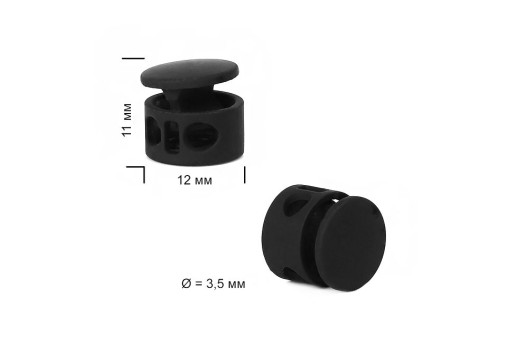 Фиксатор для шнура OR.0305, металлический, черная резина, 11х12 мм