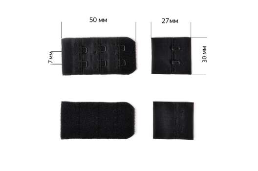 Застежка с крючками 3х2, черная с черным