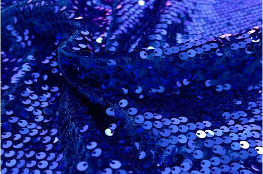 Бархат стрейч с пайетками, васильковый