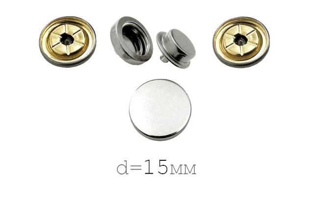 Кнопки установочные KP11, двухсторонние, матовое серебро, 15 мм