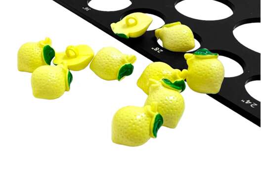 Пуговица пластиковая на ножке TF1343, Лимоны, 18 мм