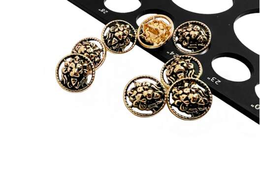 Пуговица металлическая на ножке ME635, темное золото, 15 мм