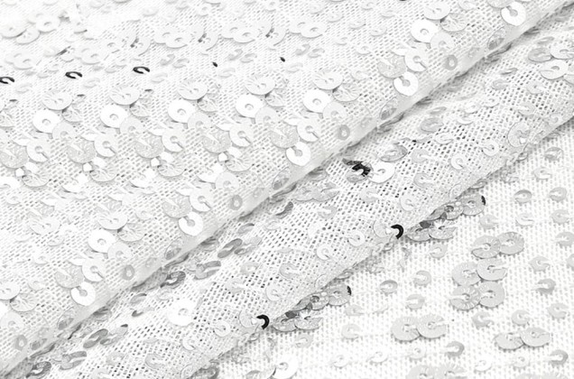 Пайетки на сетке-полосы Дуэт, белые 2 и 5 мм, 135 см 3