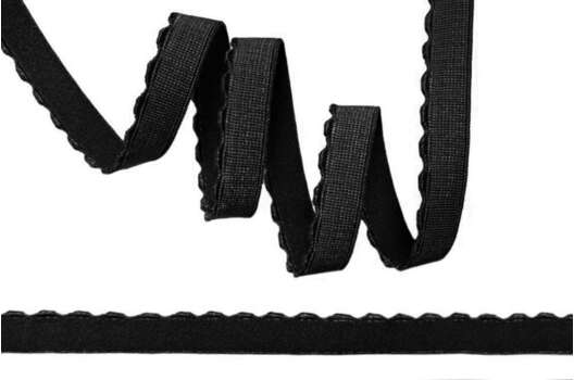 Резинка бельевая отделочная с фестонами 12 мм, черная (F322)