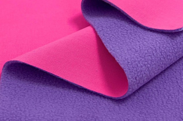 Курточная ткань Софтшелл с мембраной, розовый неон/лавандовый (59815) 2
