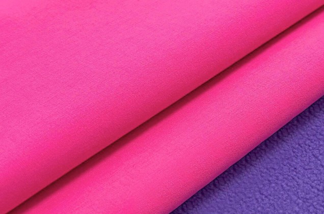 Курточная ткань Софтшелл с мембраной, розовый неон/лавандовый (59815) 3
