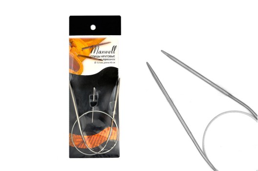 Спицы для вязания круговые Maxwell Gold на тросиках, металл 3.5 мм /40 см