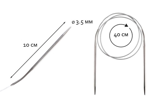 Спицы для вязания круговые Maxwell Gold на тросиках, металл 3.5 мм /40 см 1