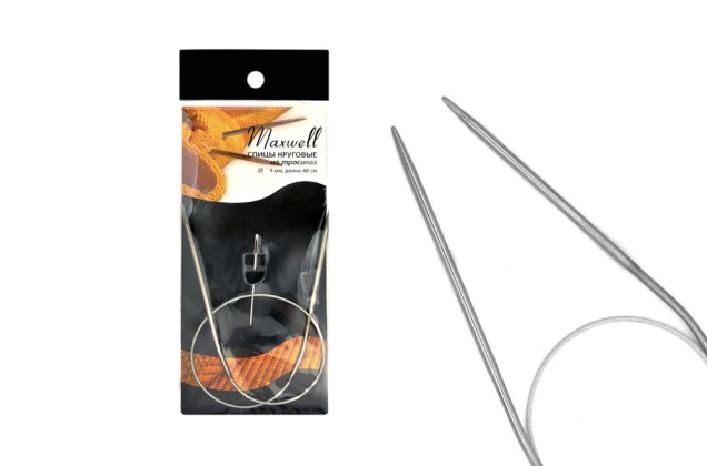 Спицы для вязания круговые Maxwell Gold на тросиках, металл 4 мм /40 см 1