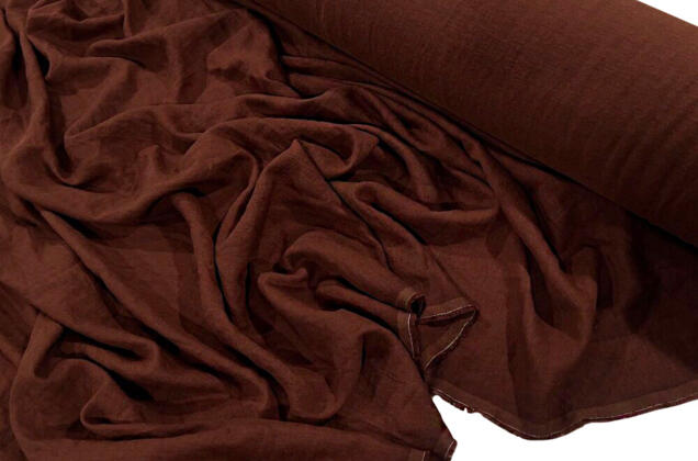 Лен с вискозой костюмный 20С161 (2227) эффект мятости, шоколадный