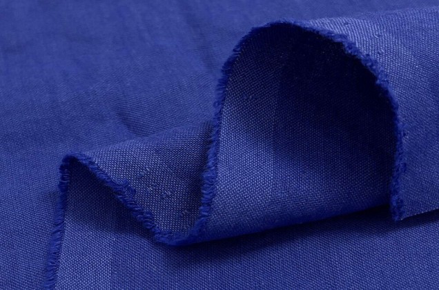 Лен с вискозой костюмный 20С141 (1938) эффект мятости, синий 2