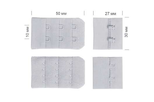 Застежка с крючками 3х2, светло-серая (S329)