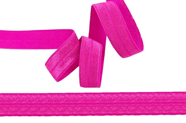 Резинка бельевая окантовочная блестящая, розовый неон (A1402), 15 мм