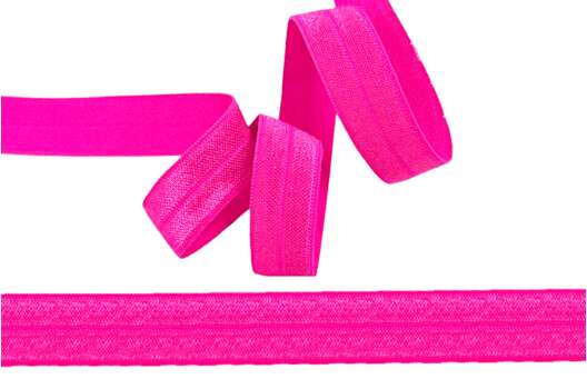 Резинка бельевая окантовочная блестящая, розовый неон (A1402), 15 мм