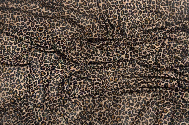 Сетка стрейч принтованная, Леопард коричневый, 140 см 1