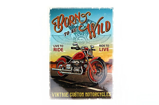 Термонаклейка, Мотоцикл, Born to be Wild, 17.8х25 см