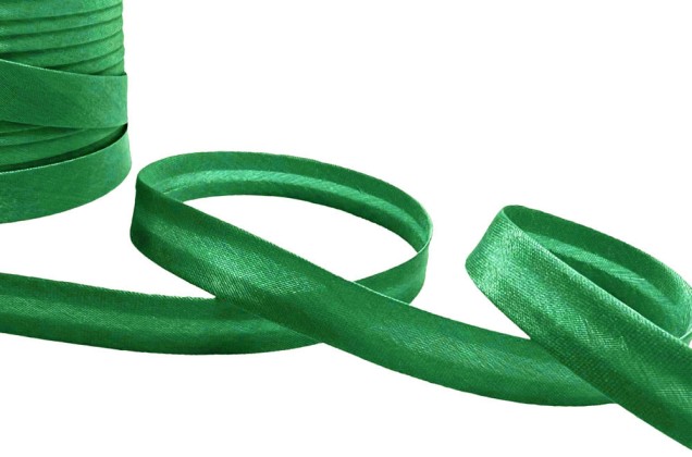 Бейка атласная, сочно-зеленая (F243), 15 мм