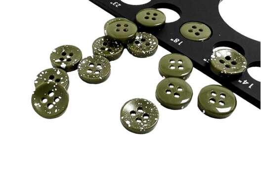 Пуговица пластиковая CN2809, 4 прокола, хаки, 11.5 мм