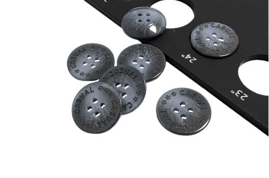 Пуговица пластик CB-3403, 4 прокола, Casual серая, 15 мм